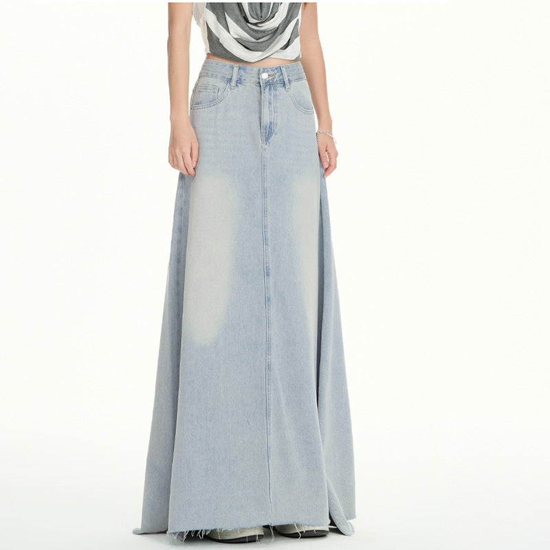 SKYLINE FLOW – Long Denim A-Line Skirt