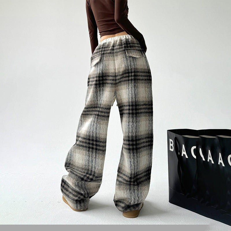 Arden Plaid Wide-Leg Trousers