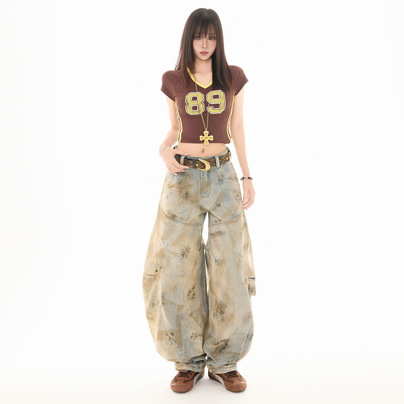 Distressed Vintage Wide-Leg Scythe Jeans