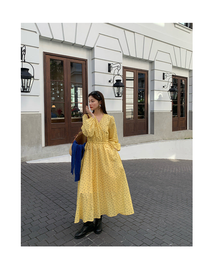 AMARA DRESS – Yellow Polka-Dot Cotton Maxi Dress