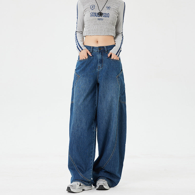Blue Oversized Streetwear Jeans – High Waist & Loose Fit