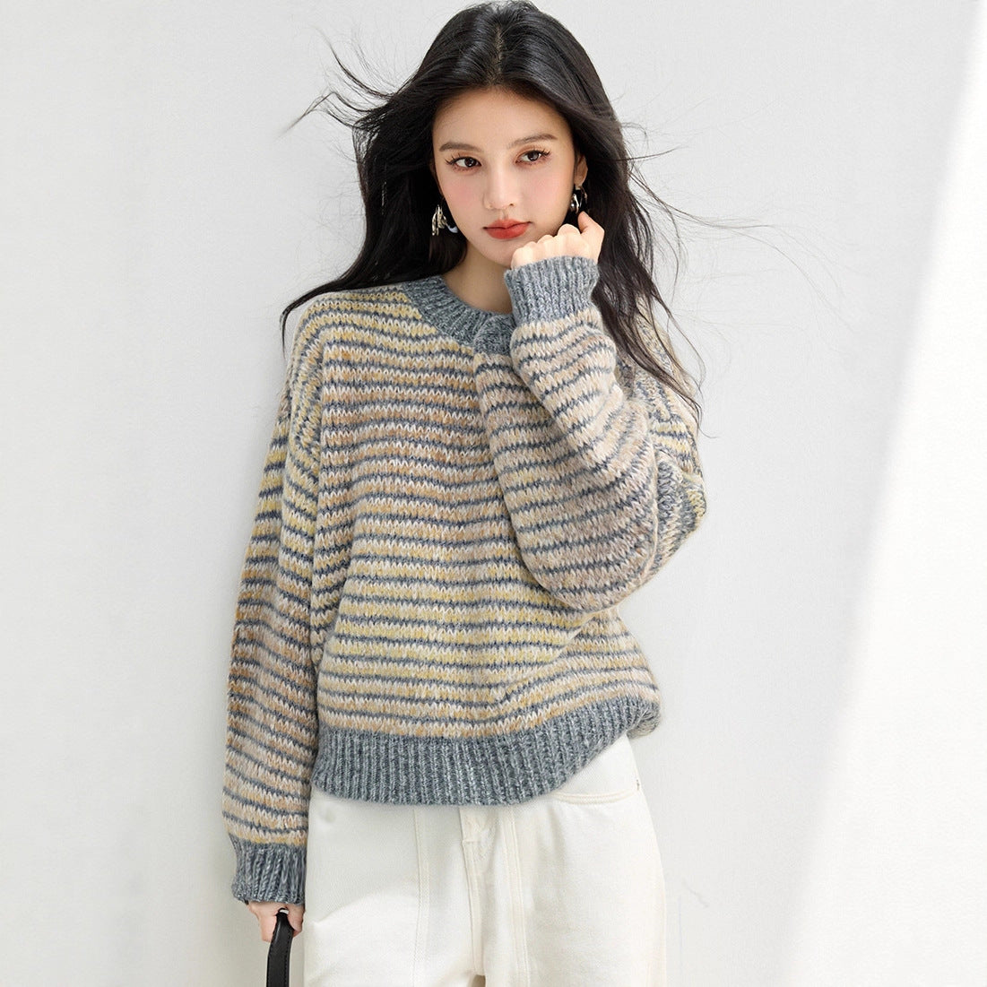 ARTISAN Crochet Stripe Sweater