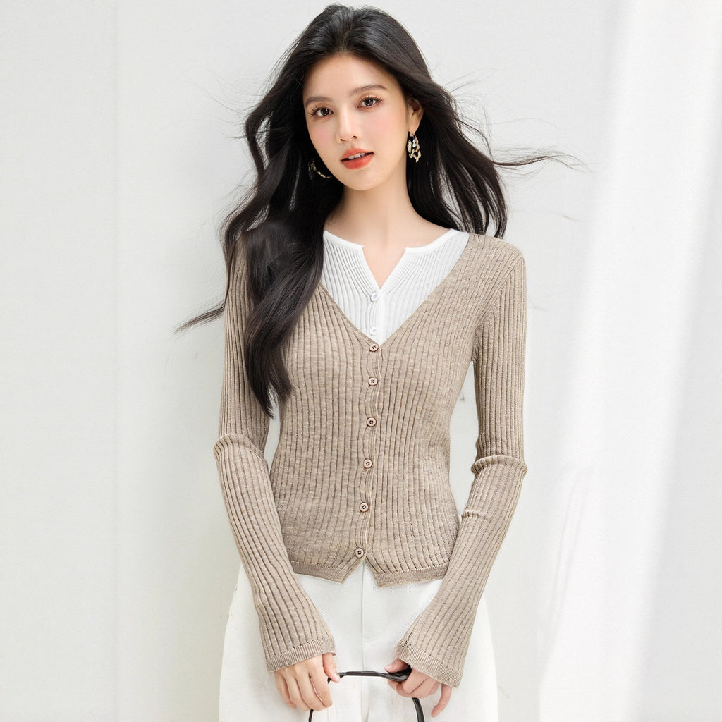 COLLEGIATE Color-Block V-Neck Sweater