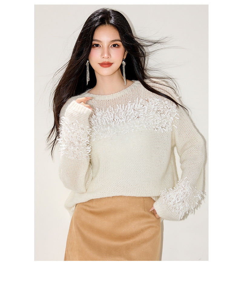 ELEGANCE Fringe Detail Sweater