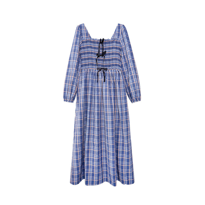 ELENA DRESS – Vintage Plaid Cotton Maxi Dress