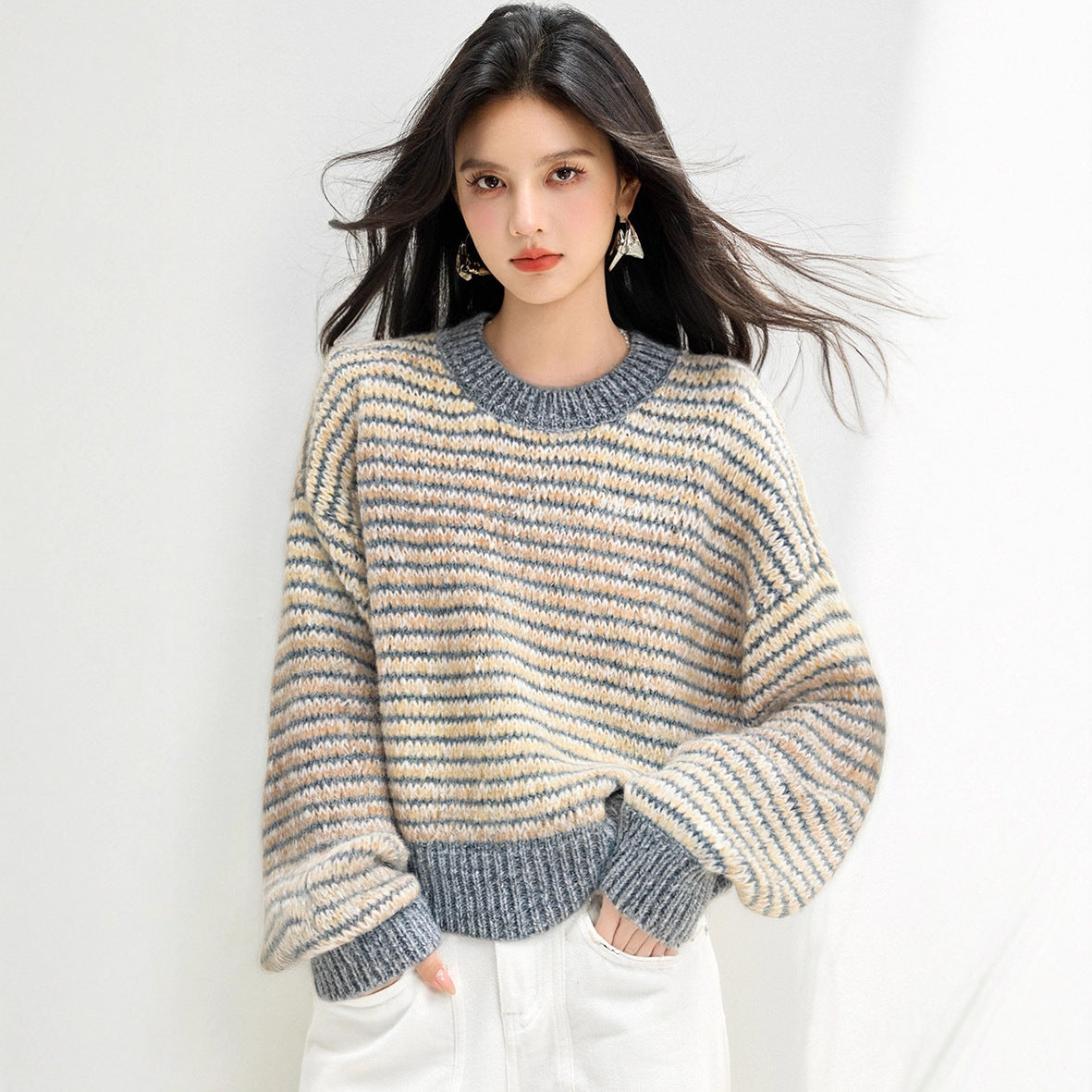 ARTISAN Crochet Stripe Sweater