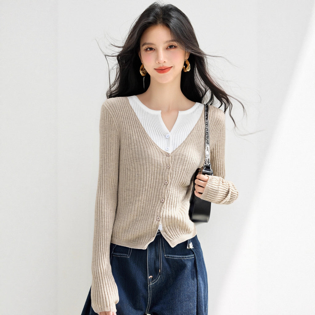 COLLEGIATE Color-Block V-Neck Sweater