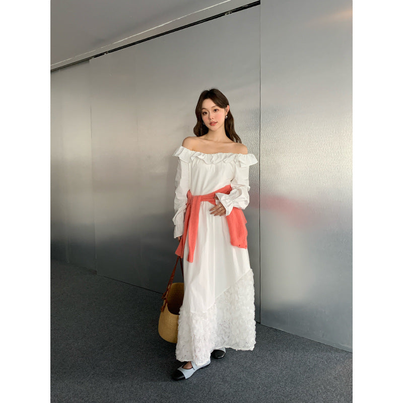 MADELEINE DRESS – French Off-Shoulder Lace Maxi Dress