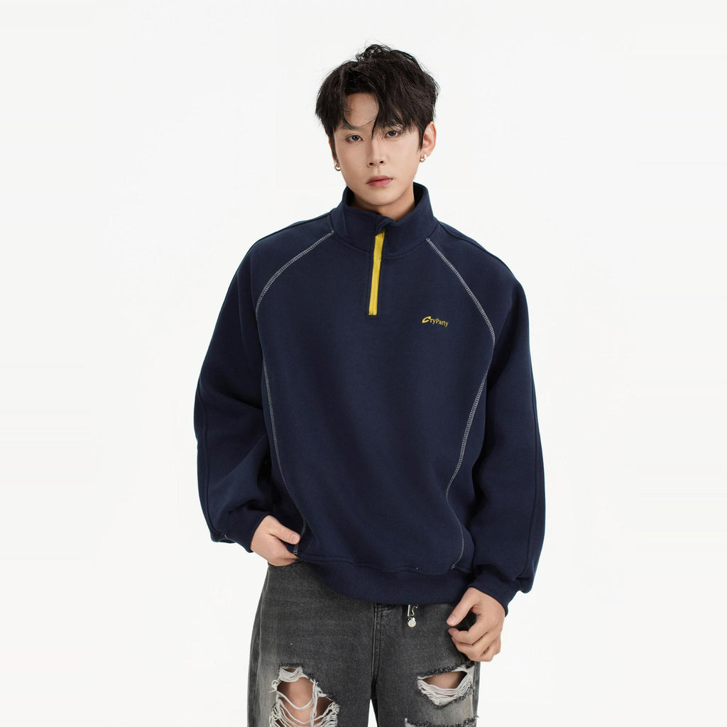 Half-Zip Stand Collar Sweatshirt – Outdoor Street Edition