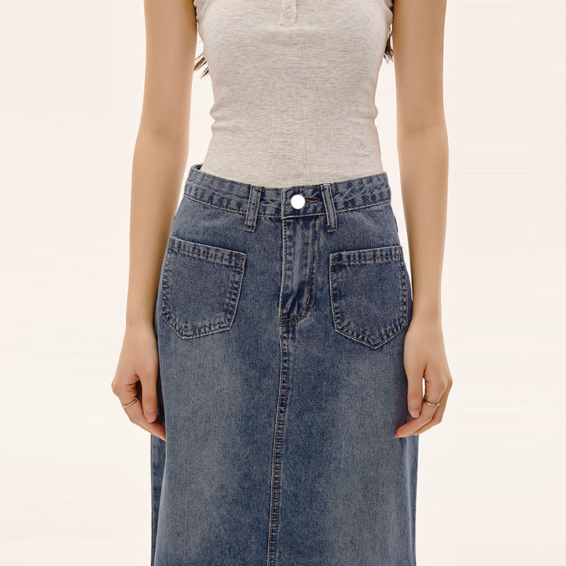 RETRO WAVE – Vintage Denim Mermaid Skirt