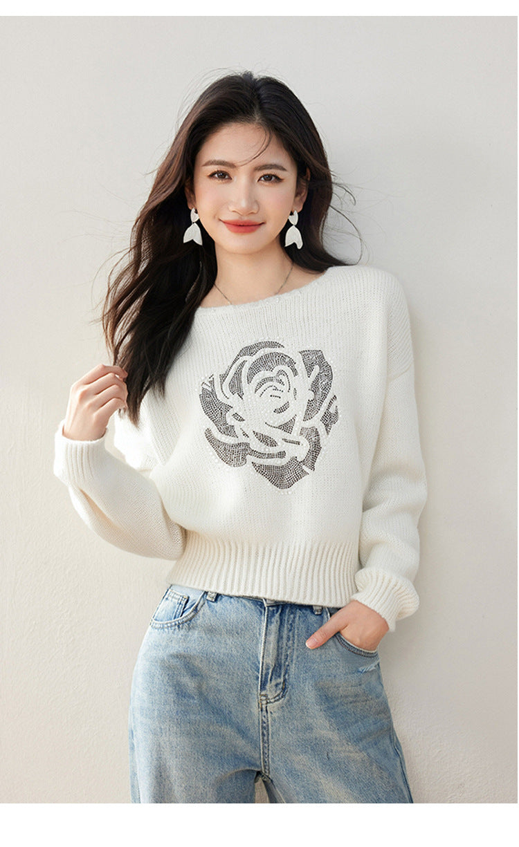 BLOSSOM VISION – White Bamboo Cotton Knit Sweater