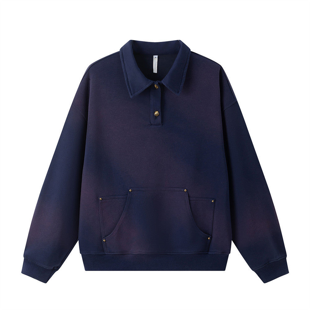 KANIENE SprayIndigo – Loose Spray-Dyed Zip Sweatshirt
