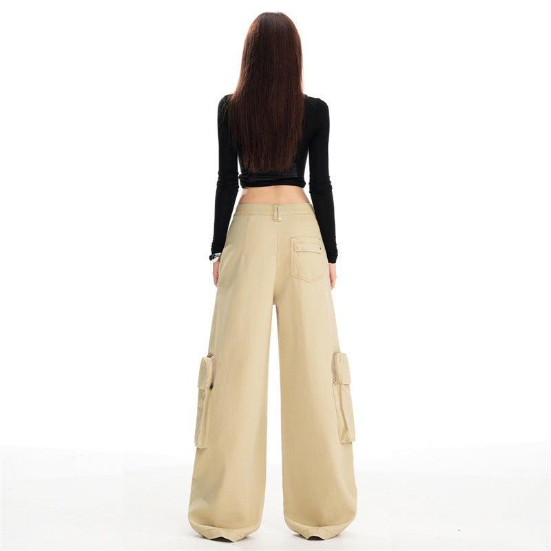 Wide-Leg Cargo Pants – Khaki