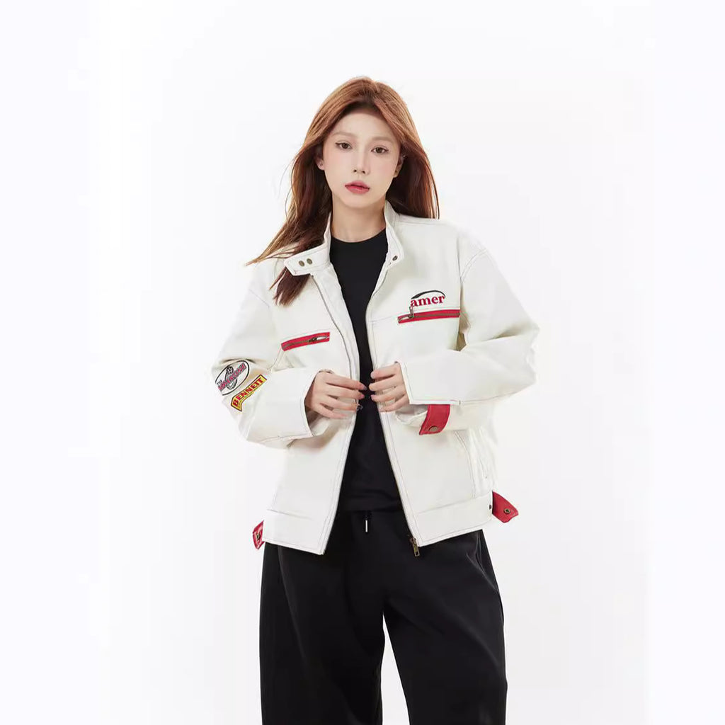 American Retro Racing Jacket – Loose Fit Zip Style