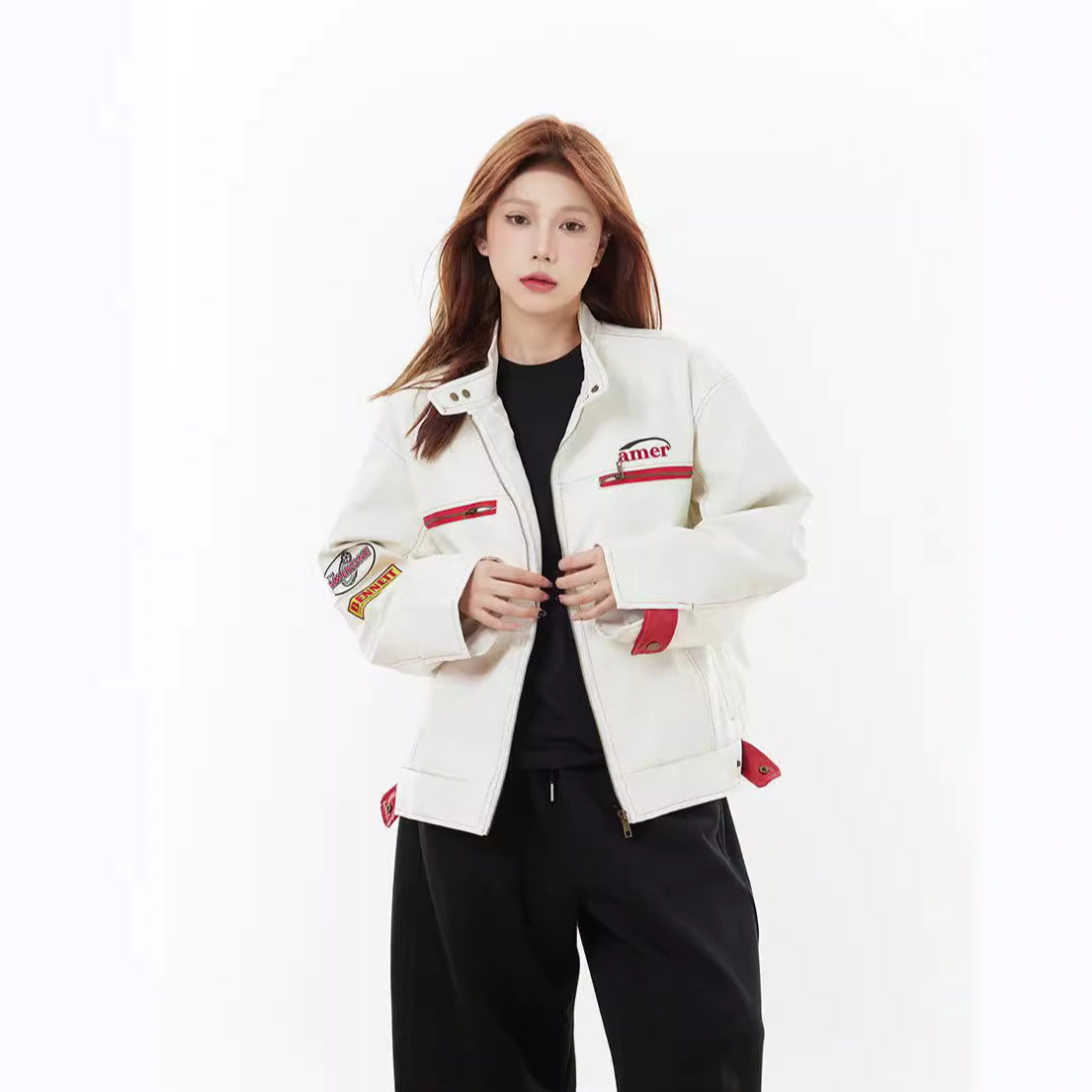 American Retro Racing Jacket – Loose Fit Zip Style