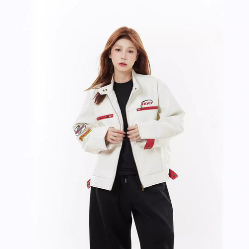 American Retro Racing Jacket – Loose Fit Zip Style