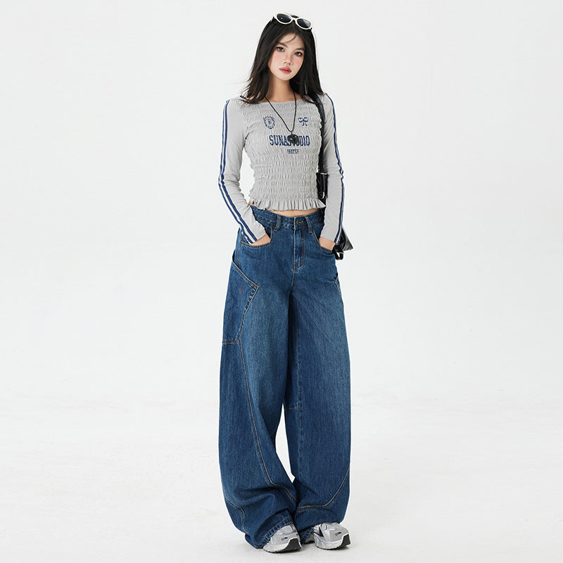 Blue Oversized Streetwear Jeans – High Waist & Loose Fit