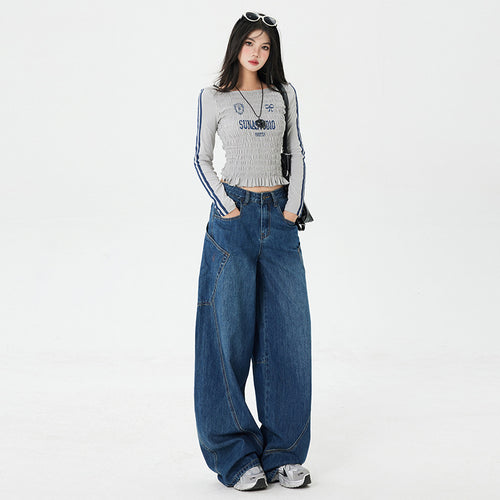 Blue Oversized Streetwear Jeans – High Waist & Loose Fit