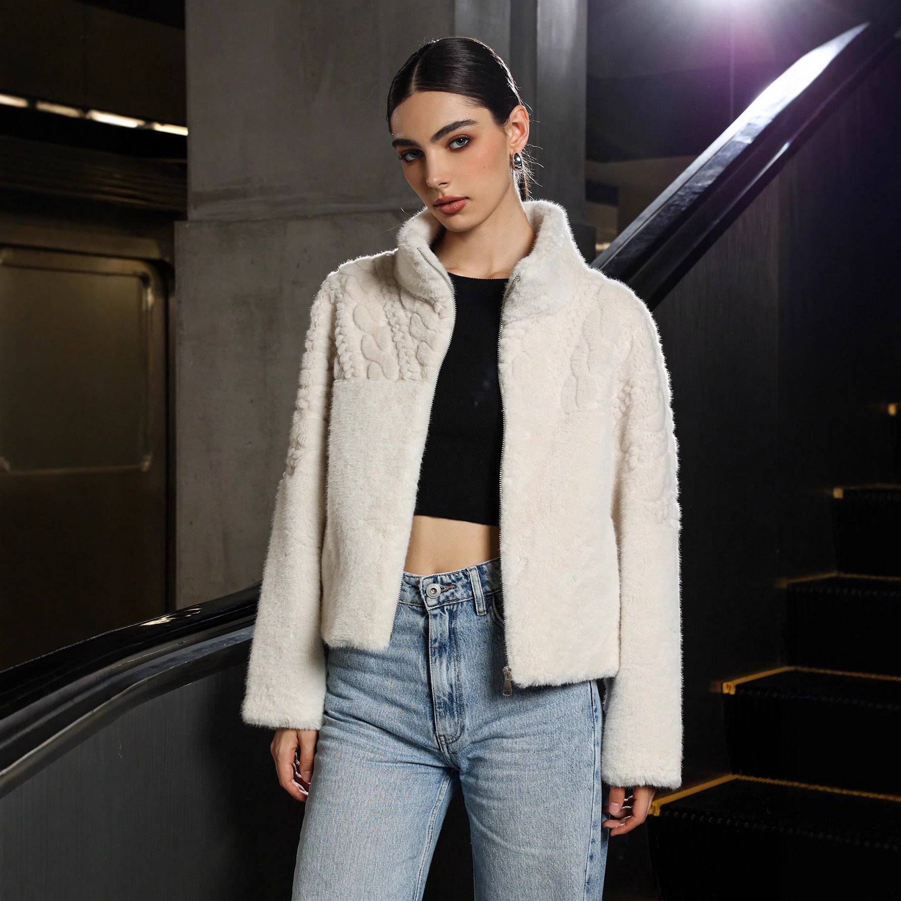 LUMINA Faux-Fur Zip Jacket