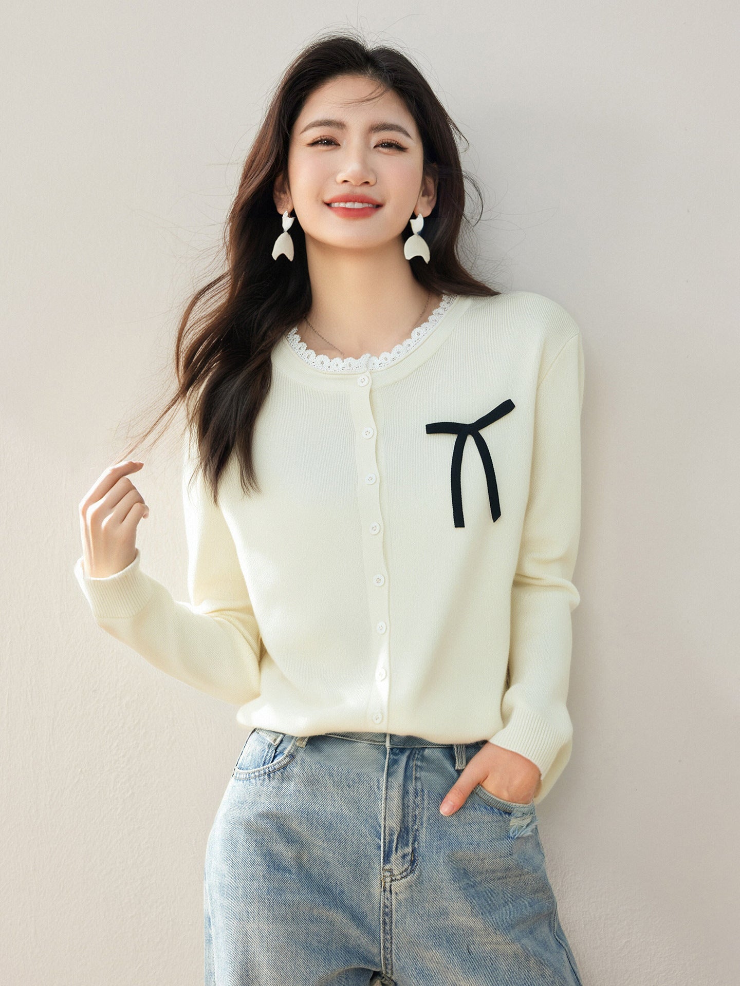 SWEET BOW – Bamboo Cotton Casual Sweater
