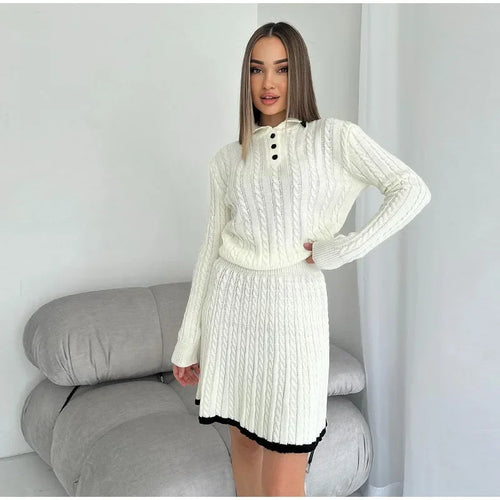 AMELIA KNIT DRESS – Elegant Collared Sweater Dress