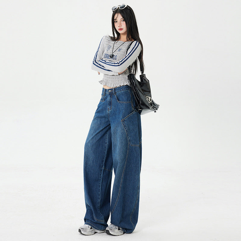 Blue Oversized Streetwear Jeans – High Waist & Loose Fit