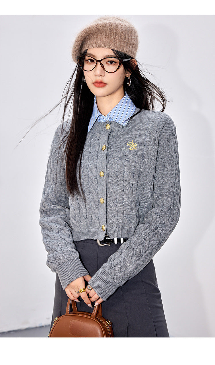 SEOUL Embroidered Polo Cardigan