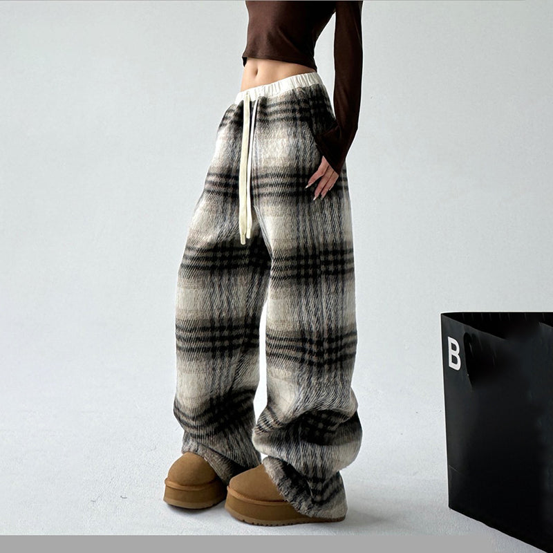 Arden Plaid Wide-Leg Trousers