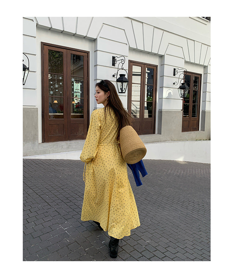 AMARA DRESS – Yellow Polka-Dot Cotton Maxi Dress