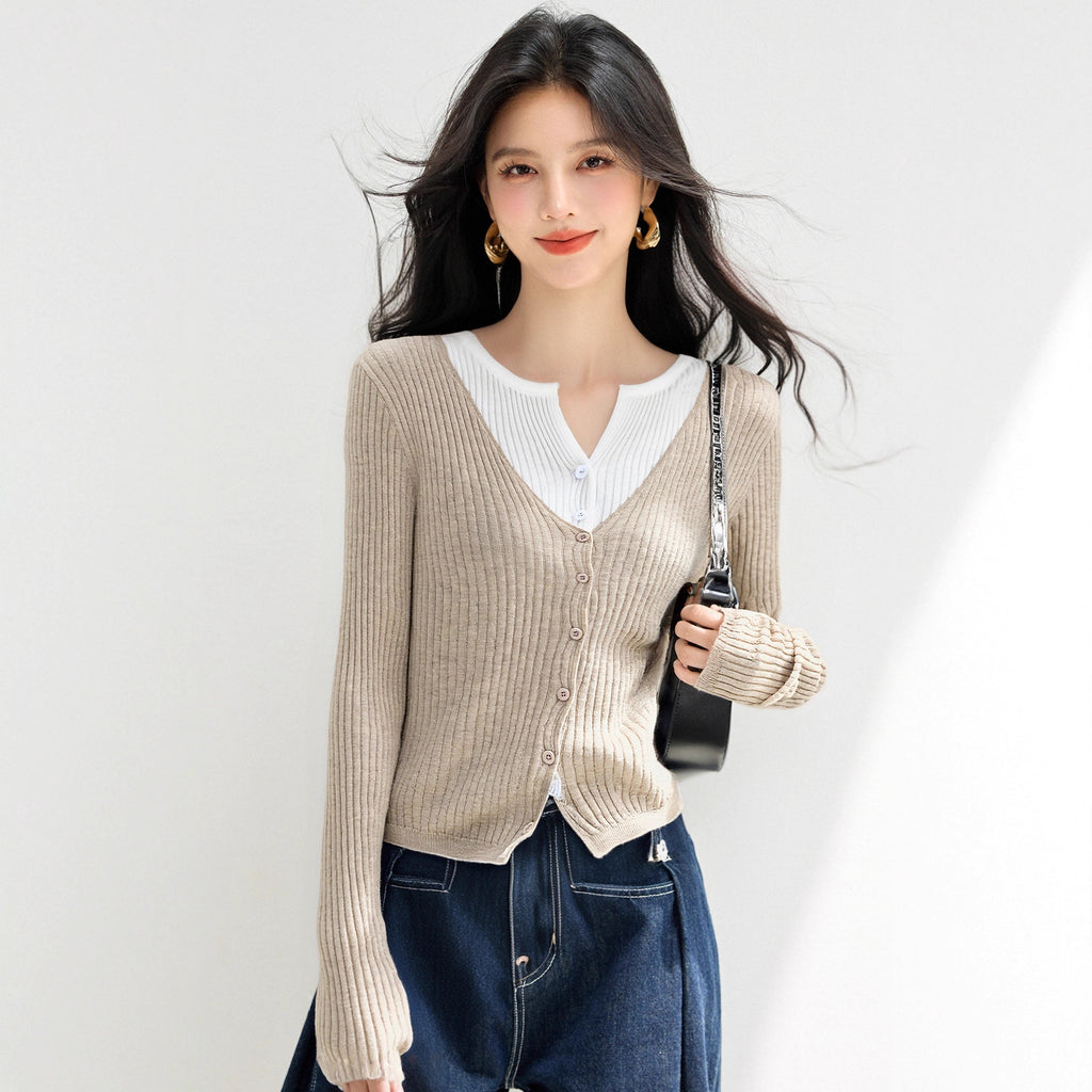 COLLEGIATE Color-Block V-Neck Sweater