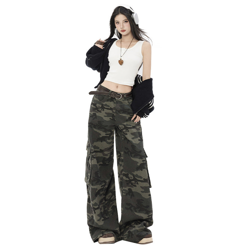 CAMO High Waist Wide Leg Denim Pants