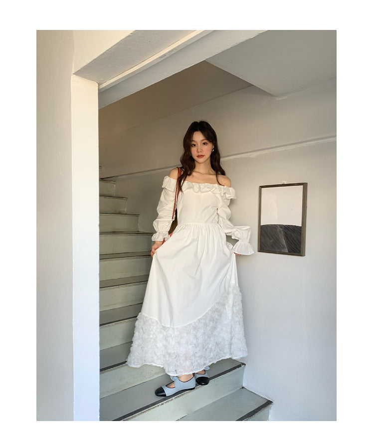 MADELEINE DRESS – French Off-Shoulder Lace Maxi Dress