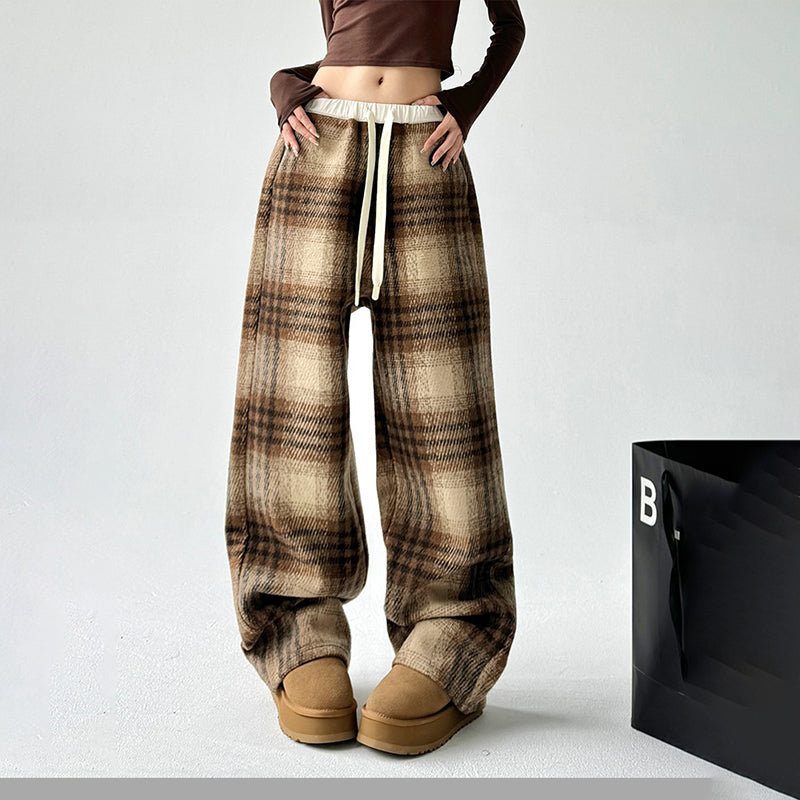Arden Plaid Wide-Leg Trousers