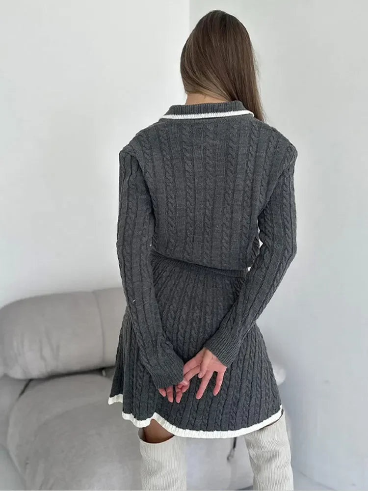 AMELIA KNIT DRESS – Elegant Collared Sweater Dress