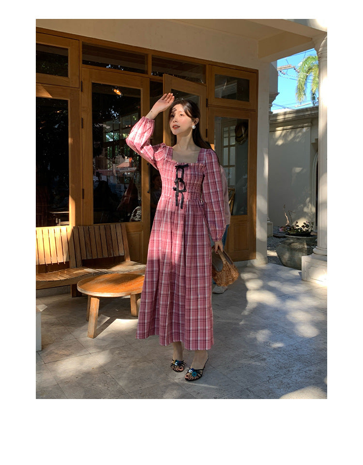 ELENA DRESS – Vintage Plaid Cotton Maxi Dress
