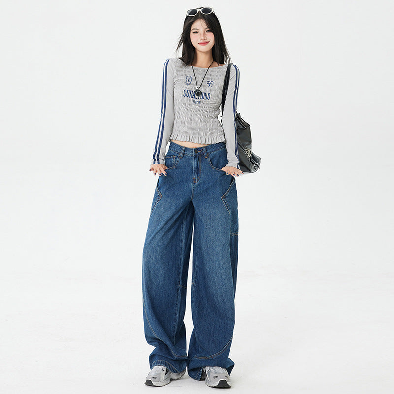 Blue Oversized Streetwear Jeans – High Waist & Loose Fit
