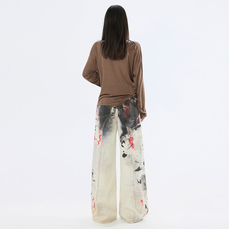 Graffiti Streetwear Jeans – High Waist & Wide Leg