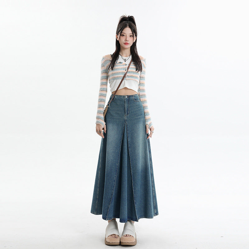 LOUVE SKIRT – Vintage Blue A-Line Denim Skirt
