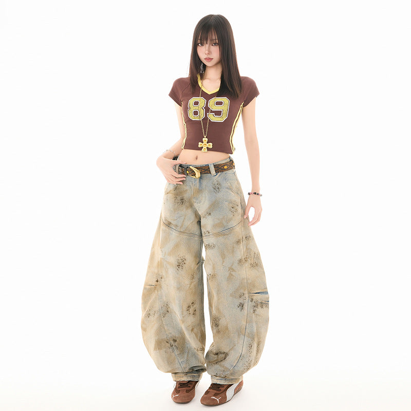 Distressed Vintage Wide-Leg Scythe Jeans