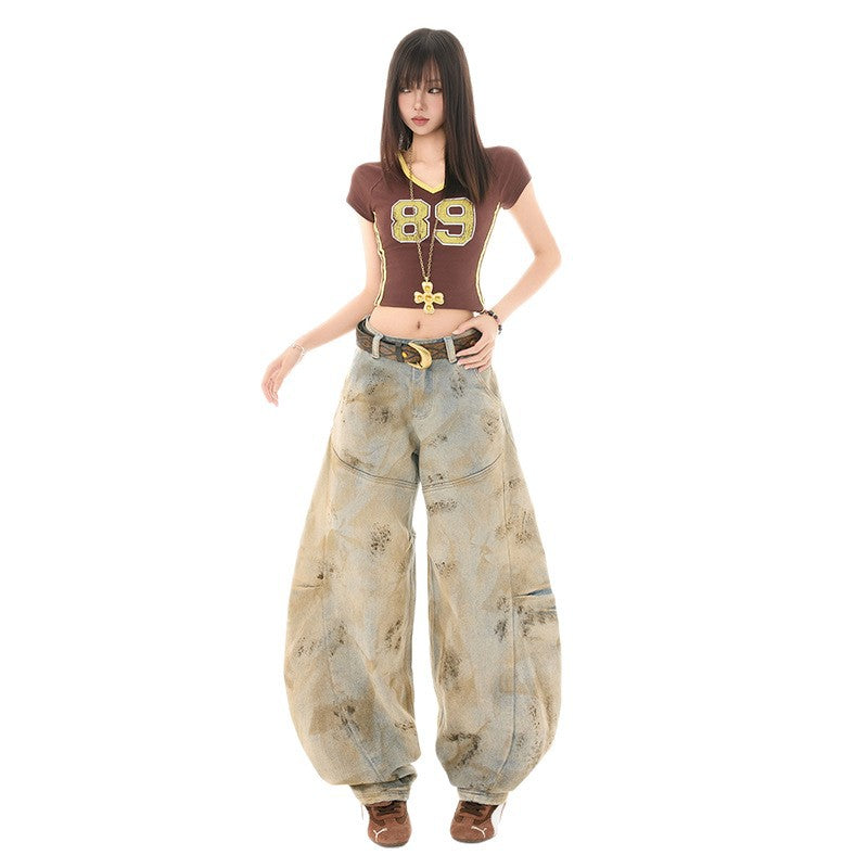 Distressed Vintage Wide-Leg Scythe Jeans