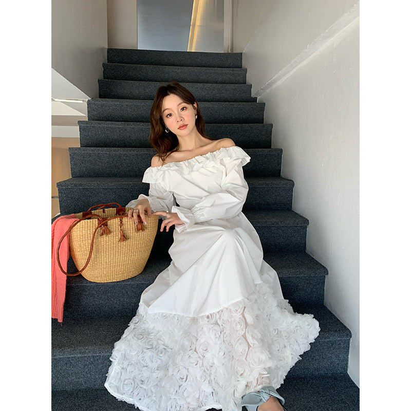 MADELEINE DRESS – French Off-Shoulder Lace Maxi Dress