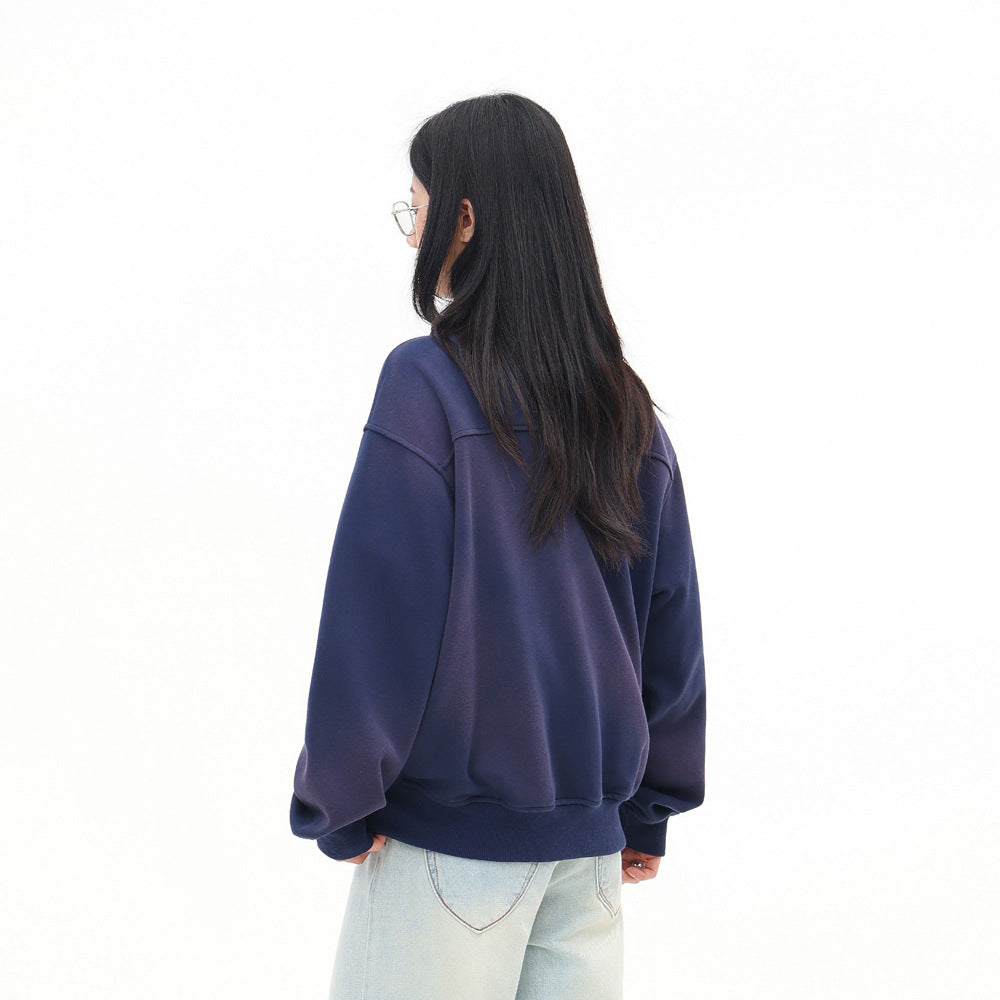 KANIENE SprayIndigo – Loose Spray-Dyed Zip Sweatshirt