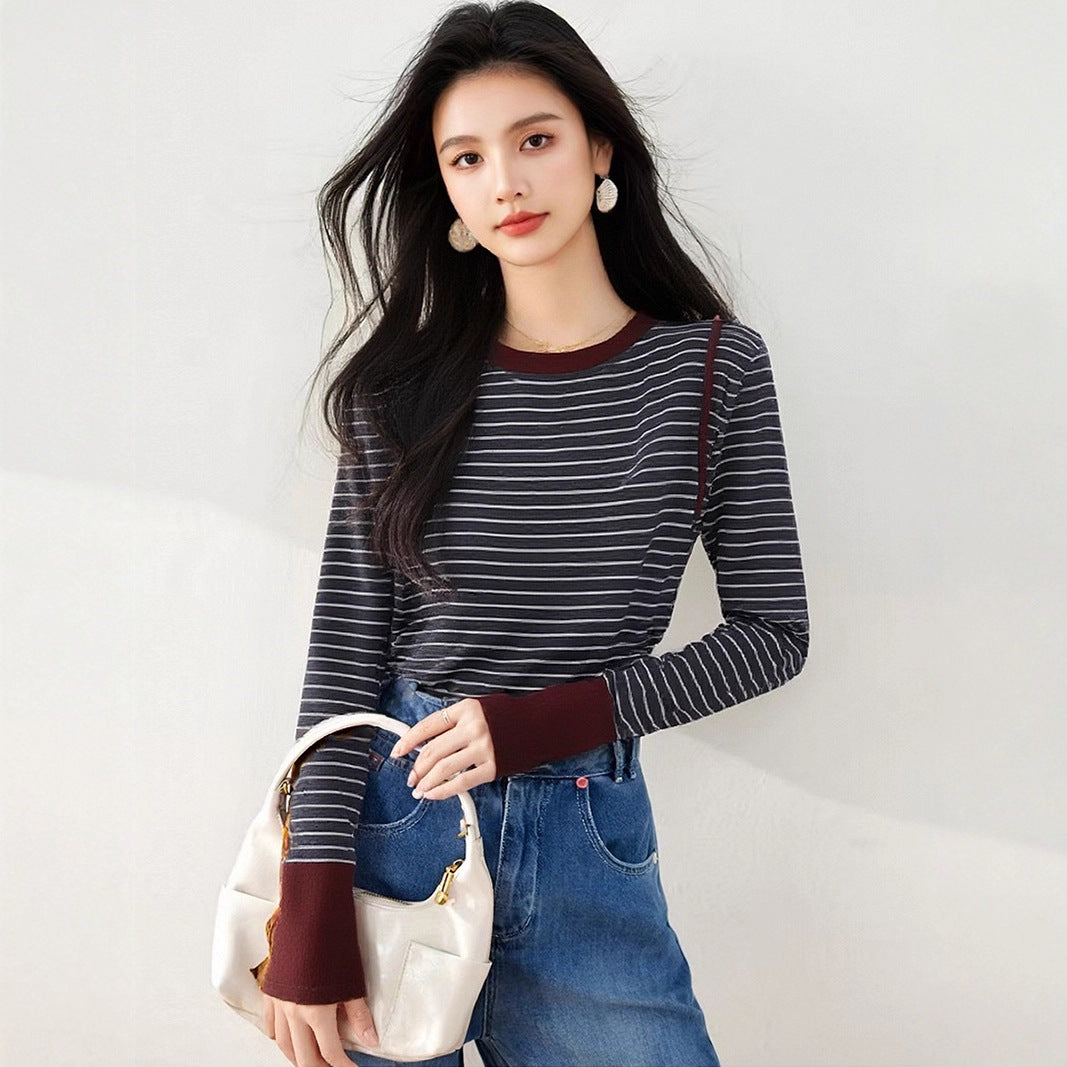 Elegant Color Block Knit Pullover – Long Sleeve Soft Top