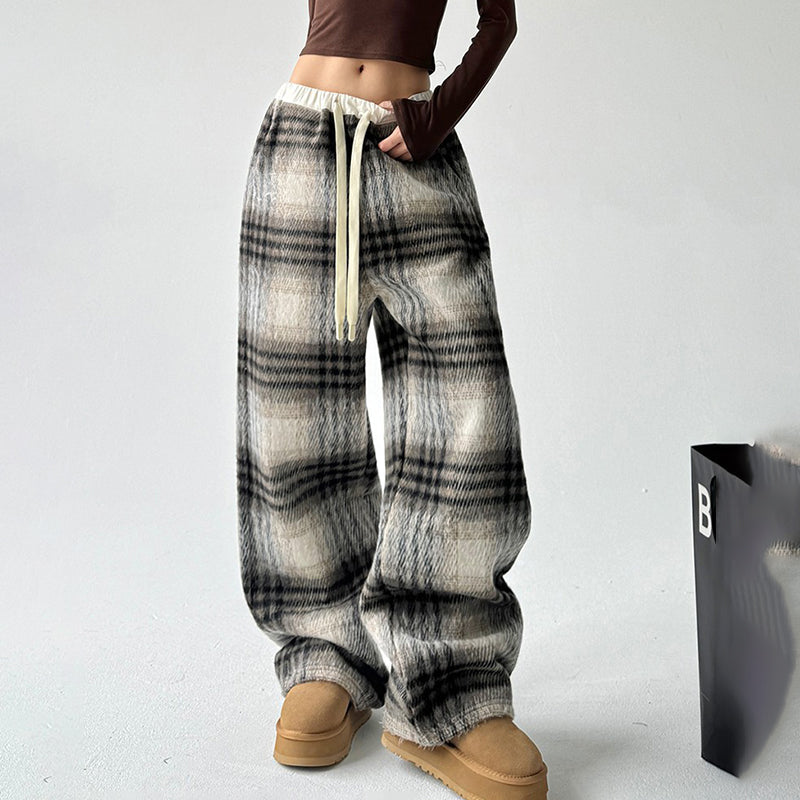 Arden Plaid Wide-Leg Trousers