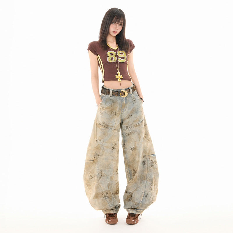Distressed Vintage Wide-Leg Scythe Jeans