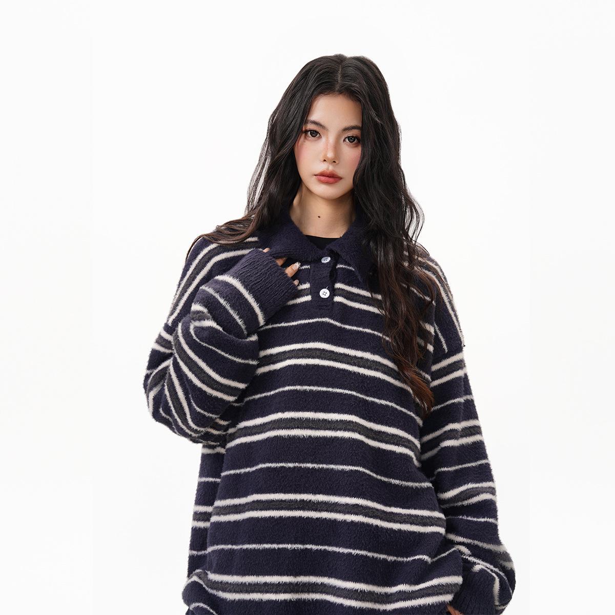 MARITIME Striped Polo Sweater