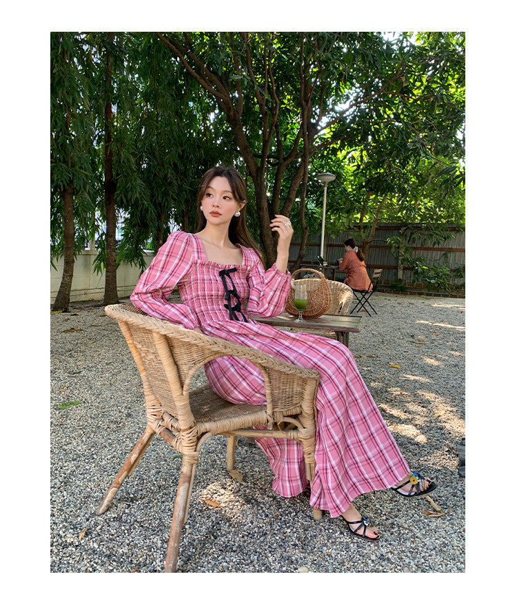 ELENA DRESS – Vintage Plaid Cotton Maxi Dress