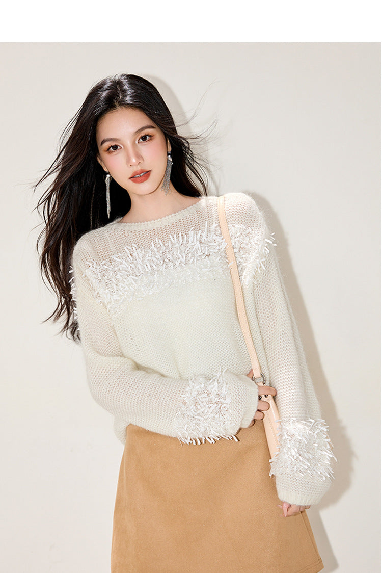 ELEGANCE Fringe Detail Sweater