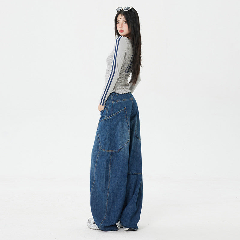 Blue Oversized Streetwear Jeans – High Waist & Loose Fit