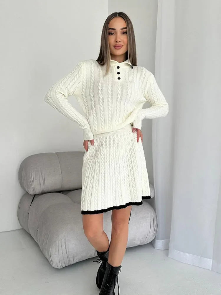 AMELIA KNIT DRESS – Elegant Collared Sweater Dress